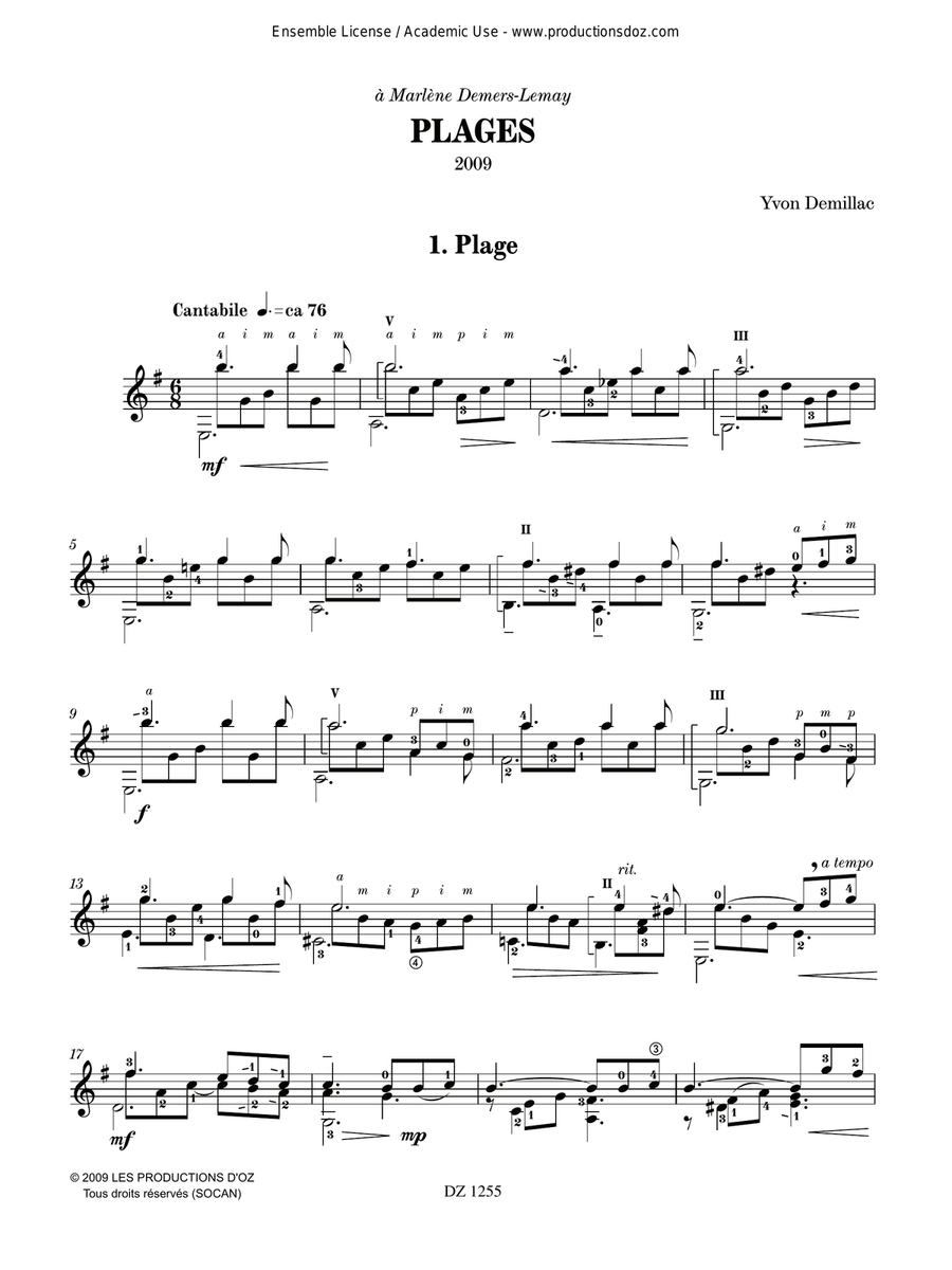 Plages Plages Classical Guitar scores gallery preview page 2