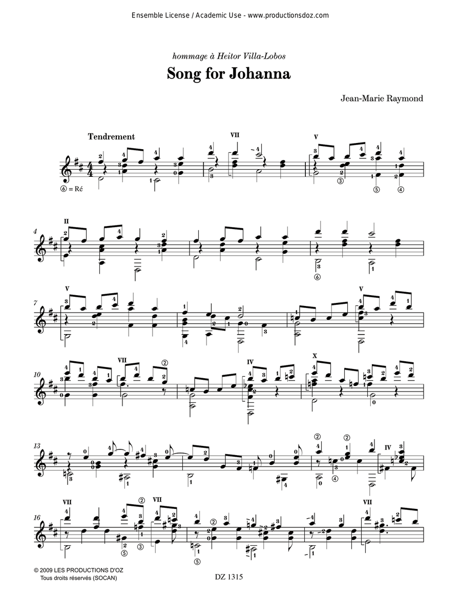 Song for Johanna Song for Johanna Classical Guitar scores gallery preview page 2