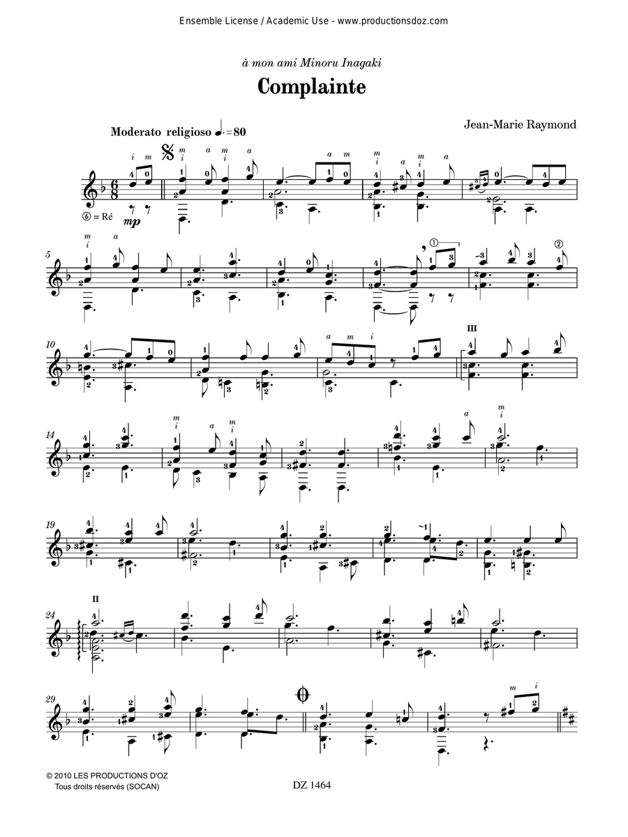 Complainte Complainte Classical Guitar scores gallery preview page 2