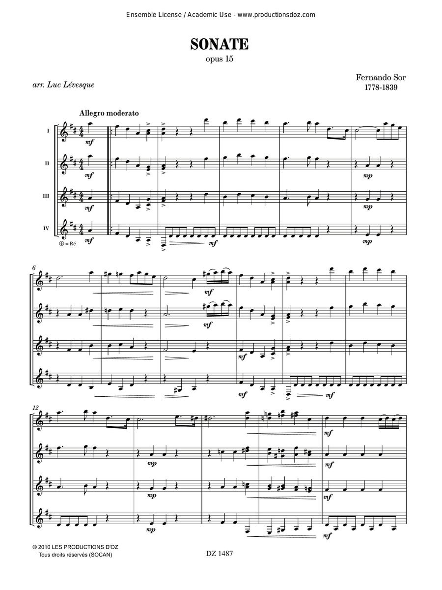 Sonate, Op. 15 Sonate, Op. 15 Guitar Ensemble scores gallery preview page 3