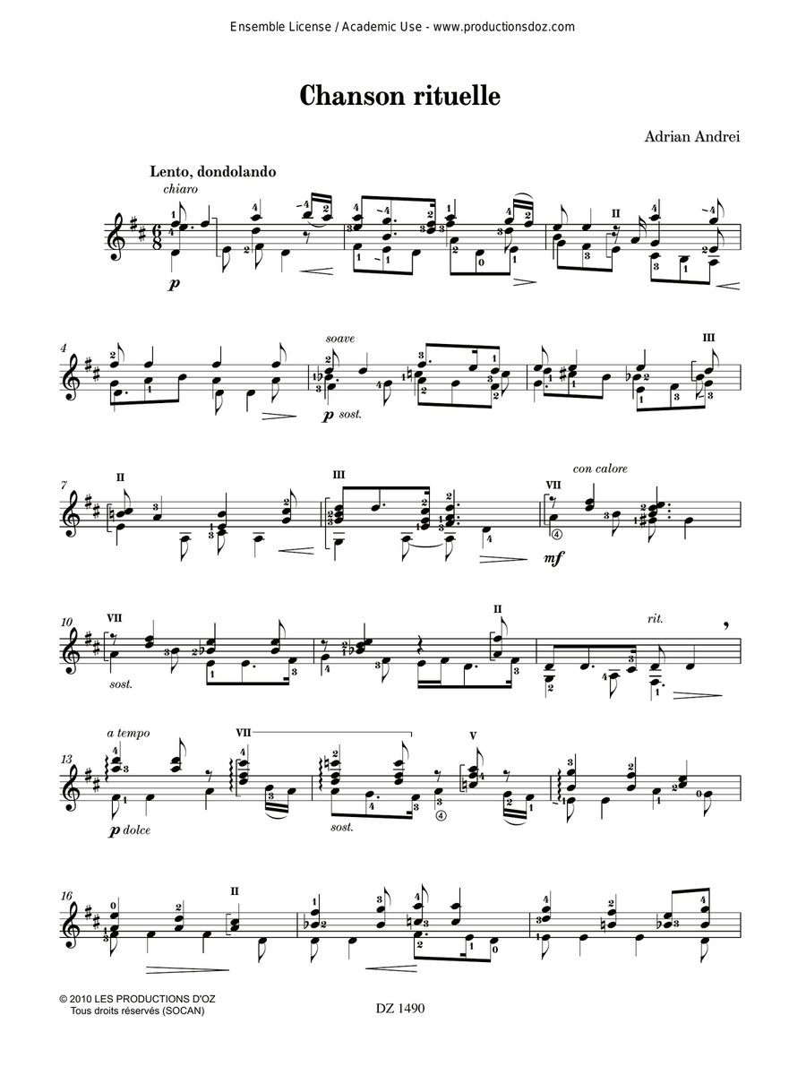 Chanson rituelle Chanson rituelle Classical Guitar scores gallery preview page 2