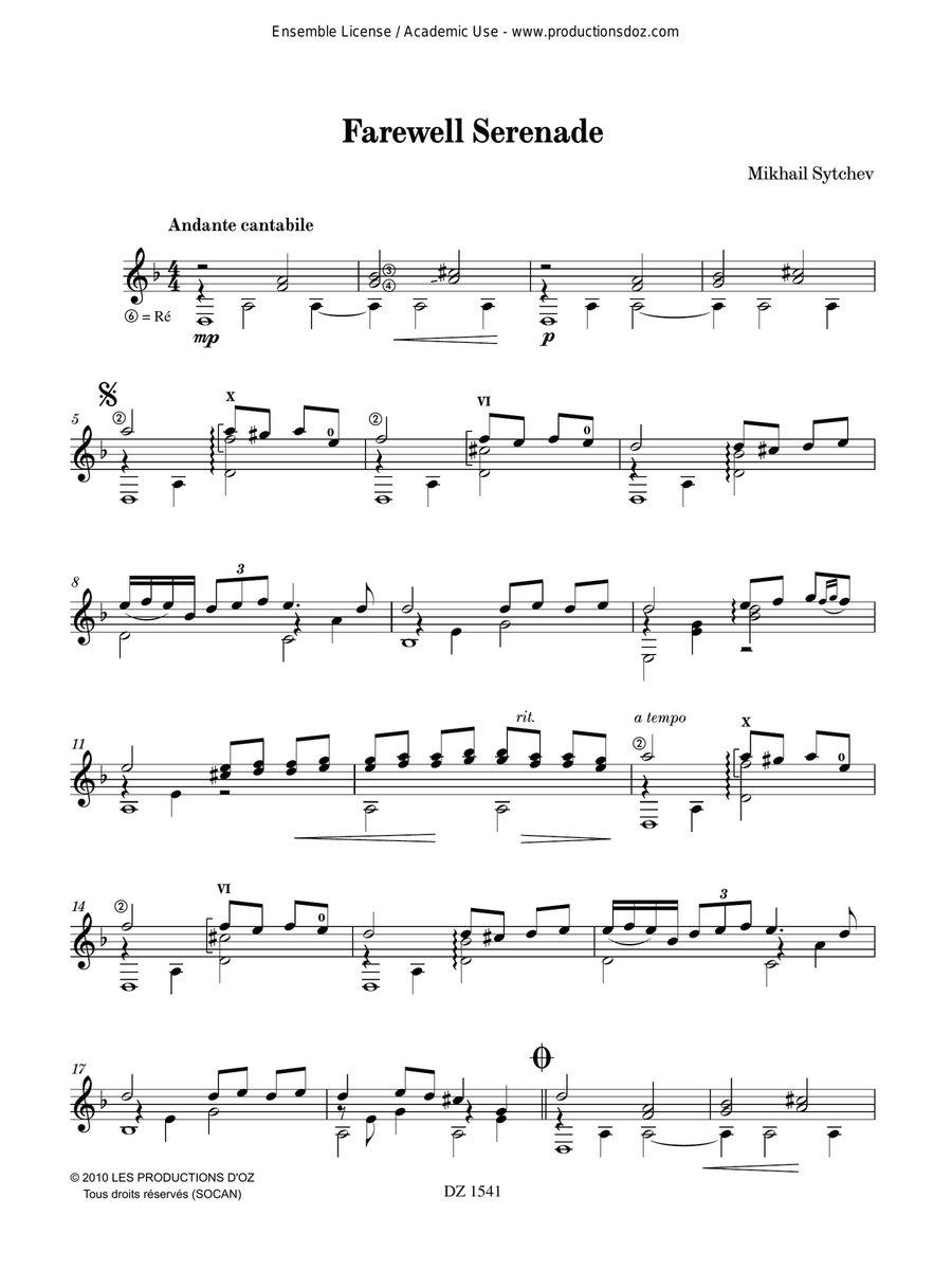 Farewell Serenade Farewell Serenade Classical Guitar scores gallery preview page 3