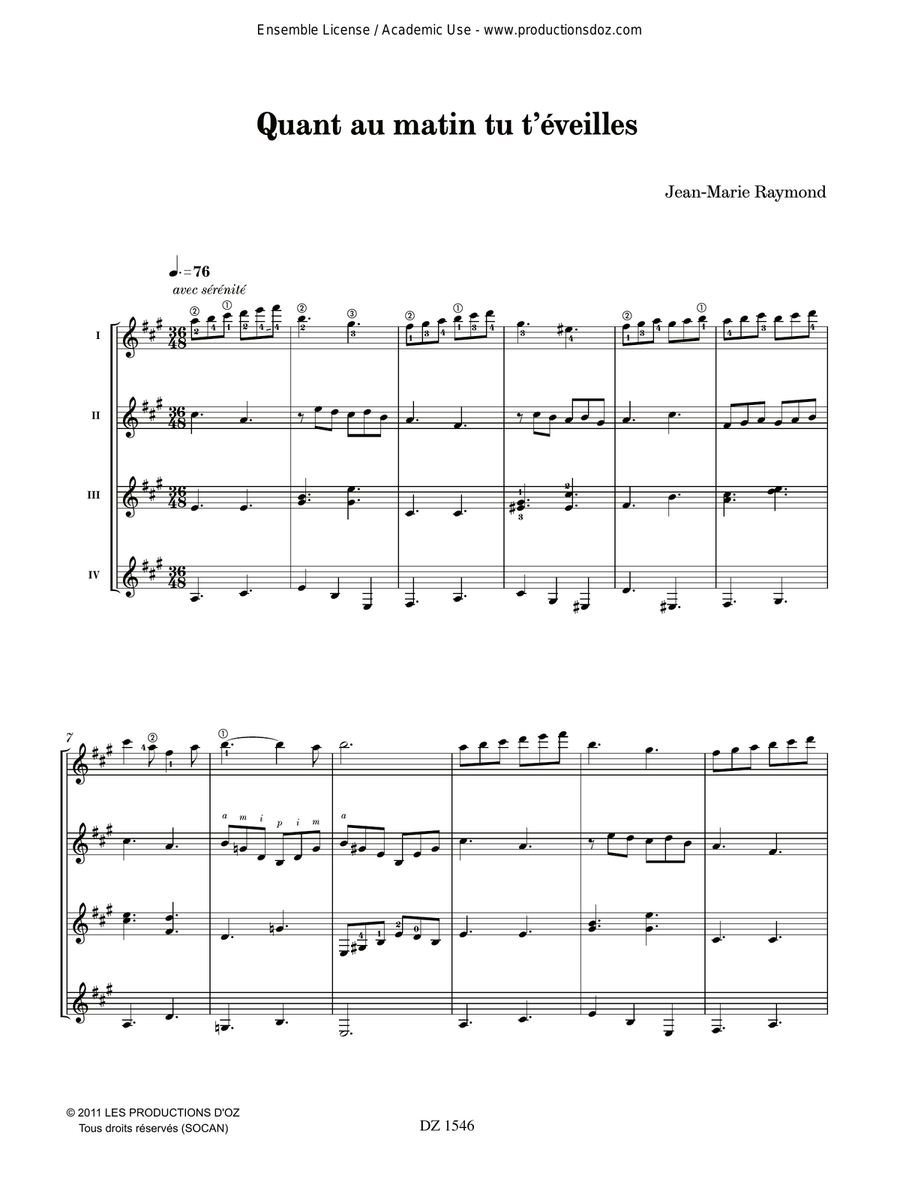 Quant au matin tu t’éveilles Guitar Ensemble scores gallery preview page 3