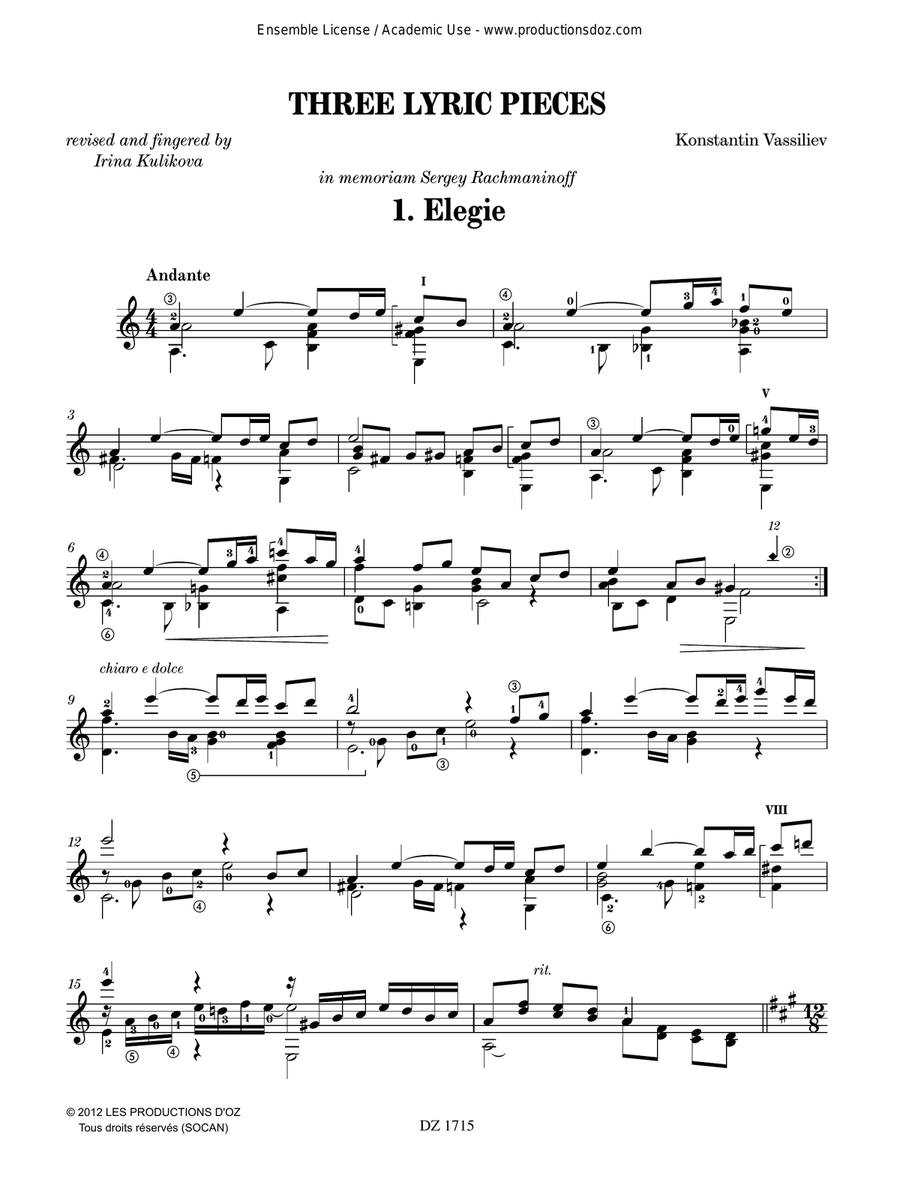 Three Lyric Pieces Three Lyric Pieces Classical Guitar scores gallery preview page 4
