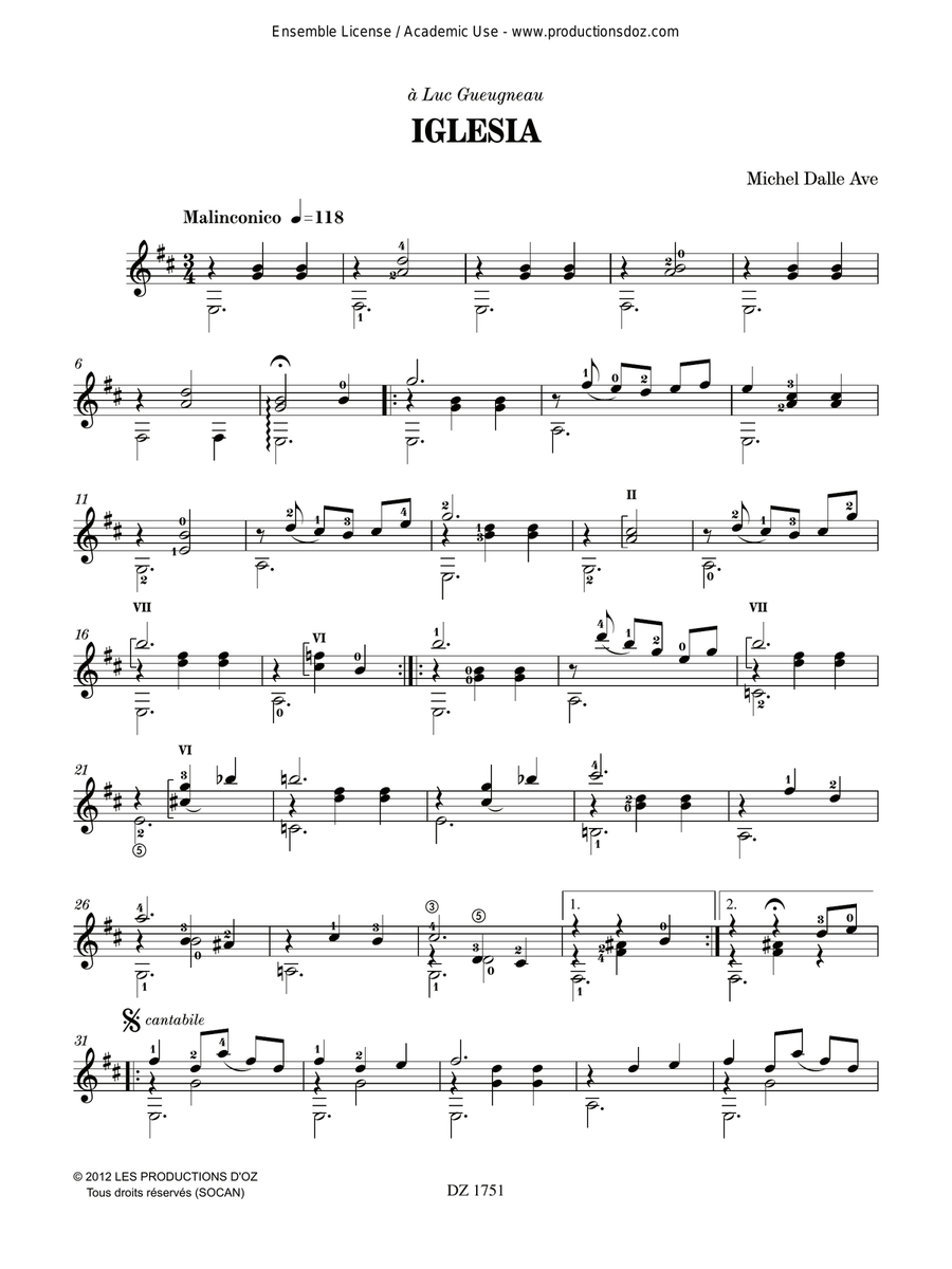 Iglesia Iglesia Classical Guitar scores gallery preview page 3
