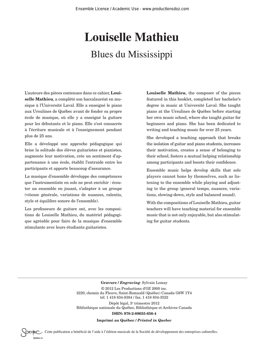 Musique facile pour 4 guitares - États-Unis (Blues du Mississippi) Guitar Ensemble scores gallery preview page 2