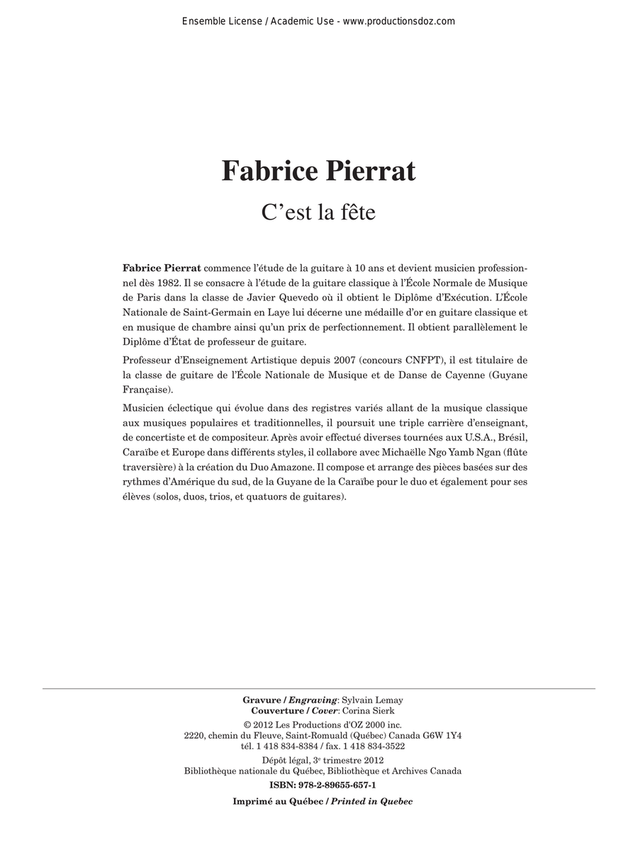 Musique de la Guyane - C’est la fête Classical Guitar scores gallery preview page 2