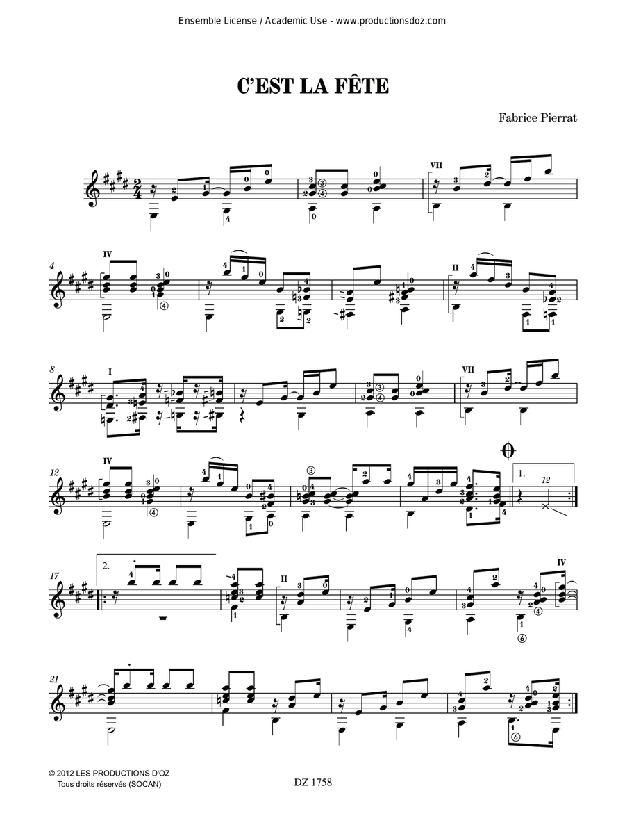 Musique de la Guyane - C’est la fête Classical Guitar scores gallery preview page 3
