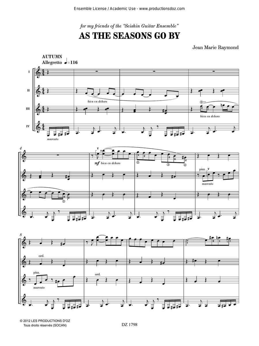 As the Seasons Go By As the Seasons Go By Guitar Ensemble scores gallery preview page 3