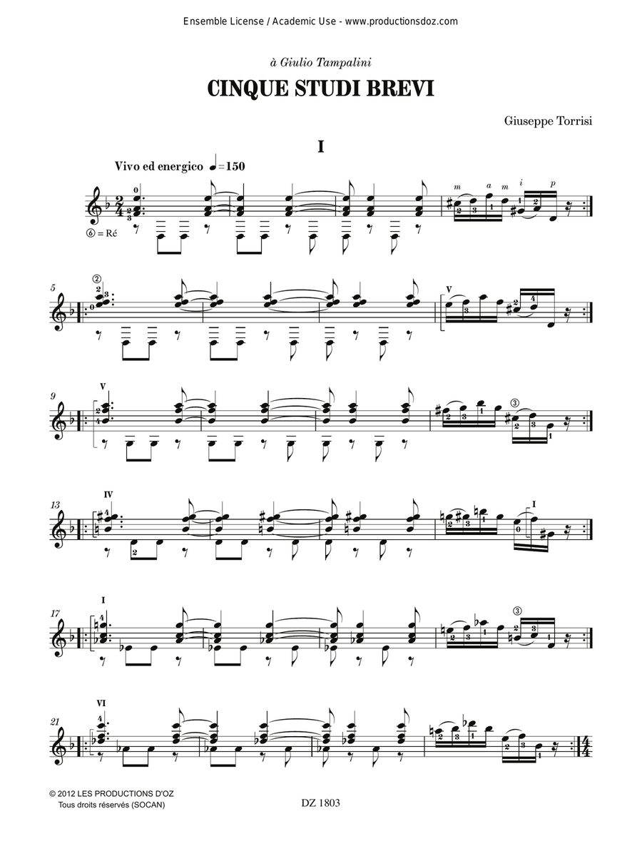 Cinque studi brevi Classical Guitar - Digital Sheet Music page 2