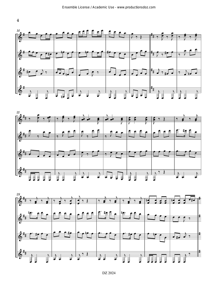 Musique facile pour 4 guitares - Pologne (Polka de Varsovie) Guitar Ensemble scores gallery preview page 4