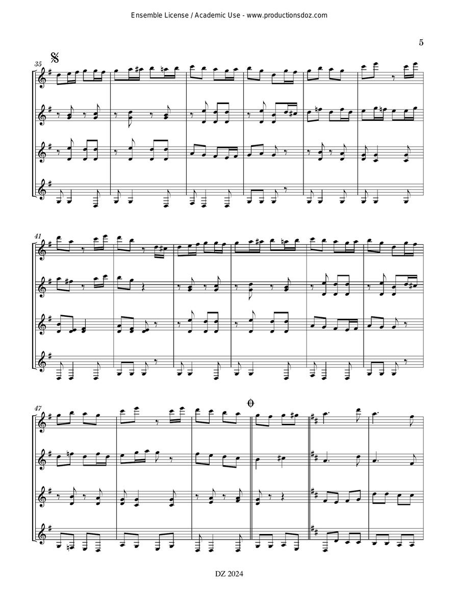 Musique facile pour 4 guitares - Pologne (Polka de Varsovie) Guitar Ensemble scores gallery preview page 5
