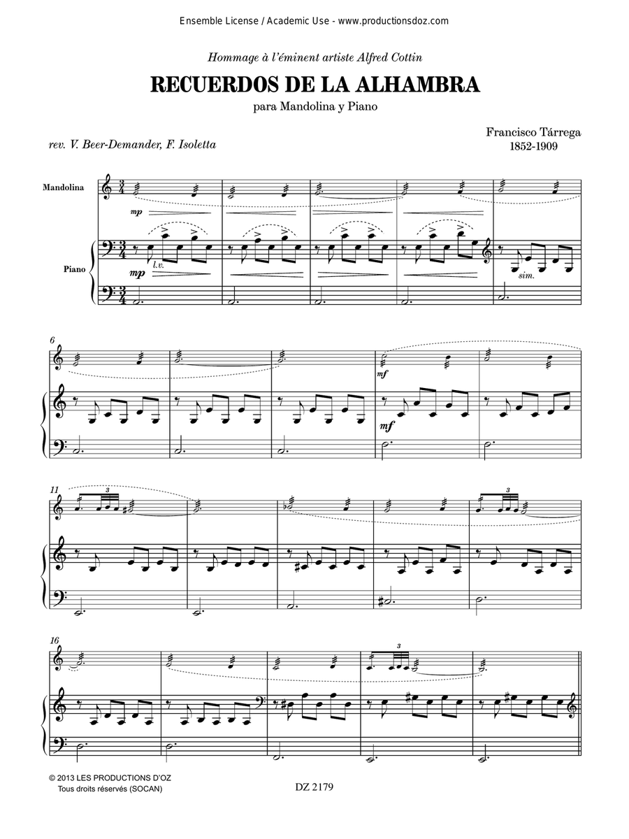 Recuerdos de la Alhambra - Serenata Arabe Piano Accompaniment scores gallery preview page 3
