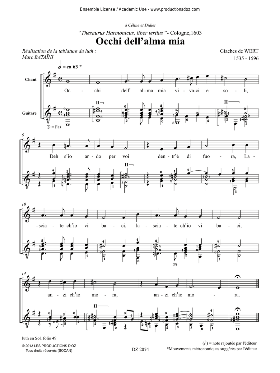 Villanelles italiennes à 1 et 3 voix Classical Guitar scores gallery preview page 2