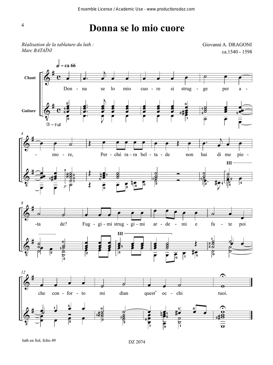 Villanelles italiennes à 1 et 3 voix Classical Guitar scores gallery preview page 4