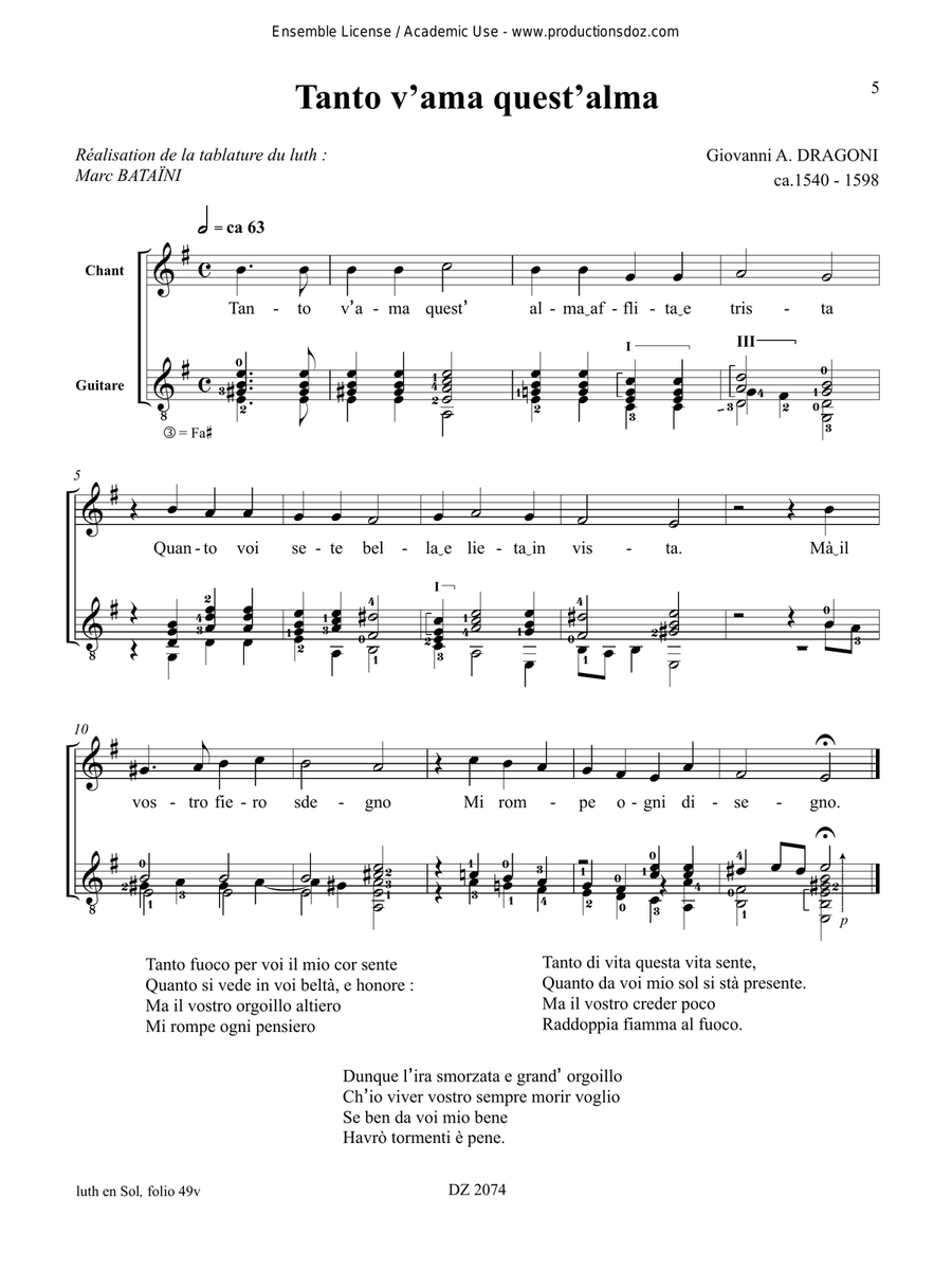 Villanelles italiennes à 1 et 3 voix Classical Guitar scores gallery preview page 5