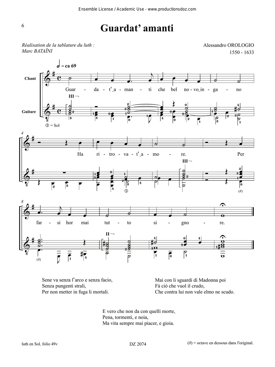 Villanelles italiennes à 1 et 3 voix Classical Guitar scores gallery preview page 6