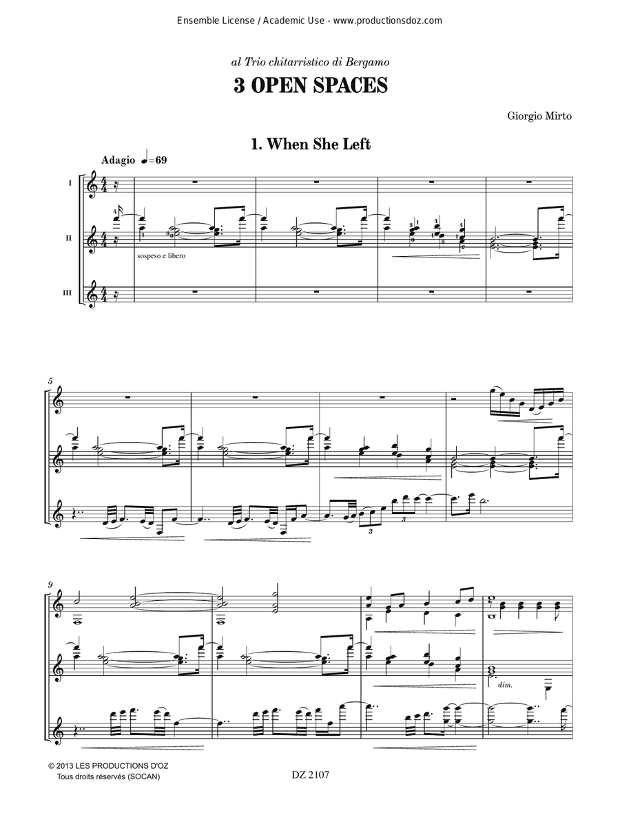 3 Open Spaces 3 Open Spaces Guitar Ensemble scores gallery preview page 3