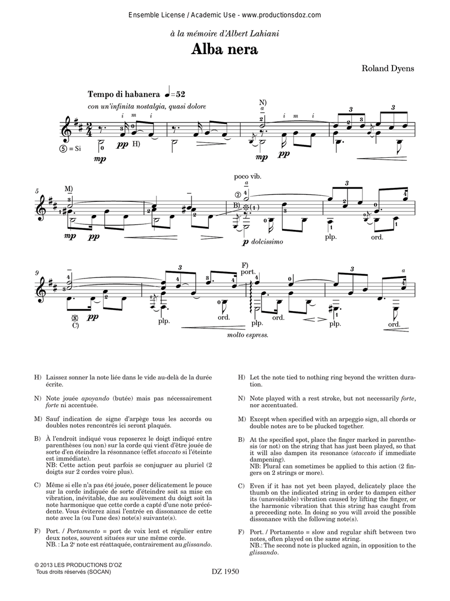 Les 100 de Roland Dyens - Alba nera Classical Guitar scores gallery preview page 2