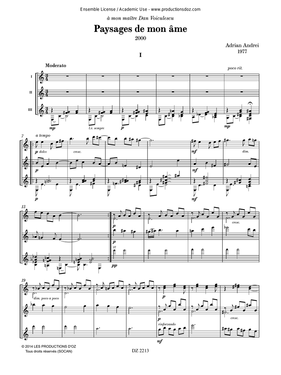 Paysages de mon âme Paysages de mon âme Guitar Ensemble scores gallery preview page 3