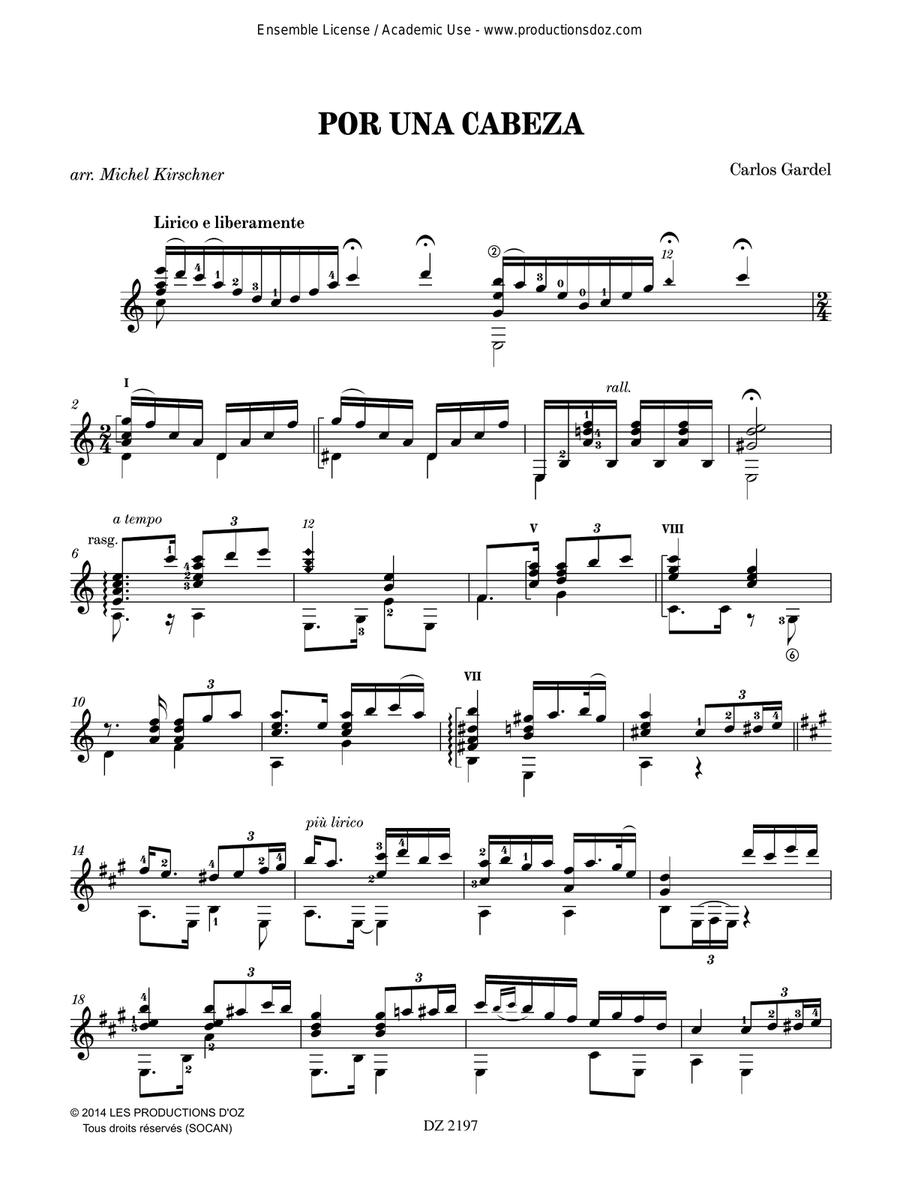 Por una Cabeza Por una Cabeza Classical Guitar scores gallery preview page 2