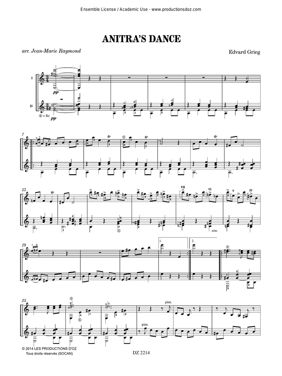 Anitra’s Dance / Solveig’s Song Classical Guitar scores gallery preview page 3
