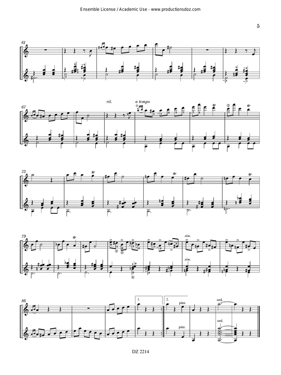 Anitra’s Dance / Solveig’s Song Classical Guitar scores gallery preview page 5