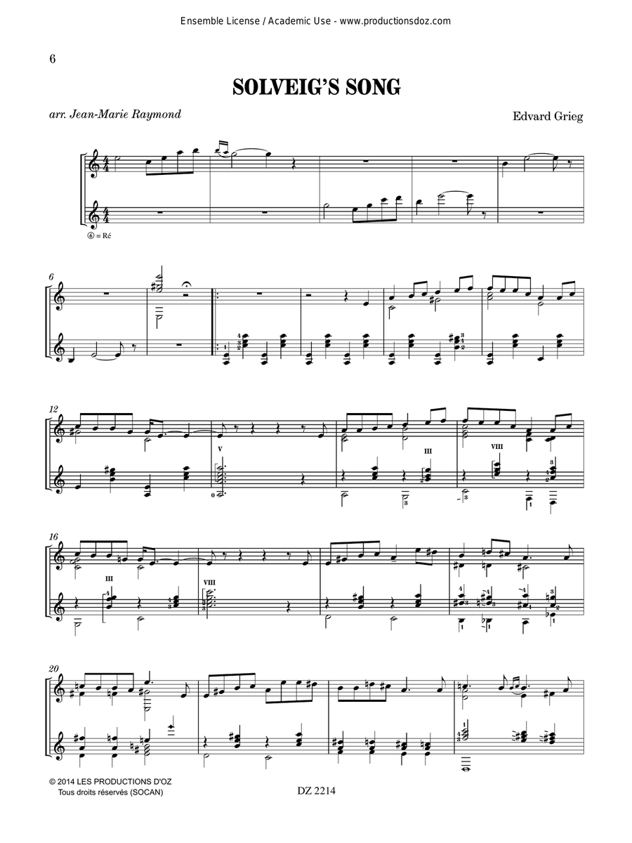 Anitra’s Dance / Solveig’s Song Classical Guitar scores gallery preview page 6
