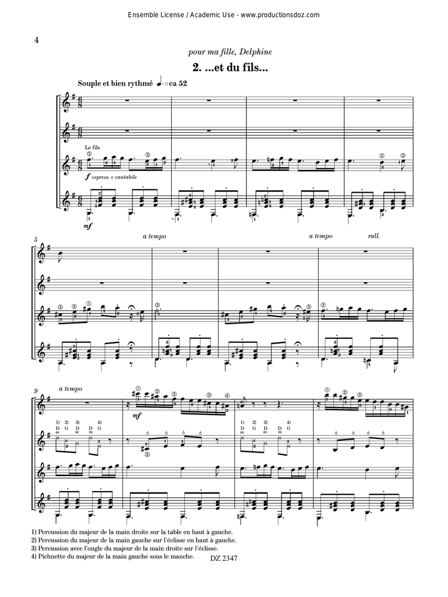 Le signe de croix, opus 296 Guitar Ensemble scores gallery preview page 4