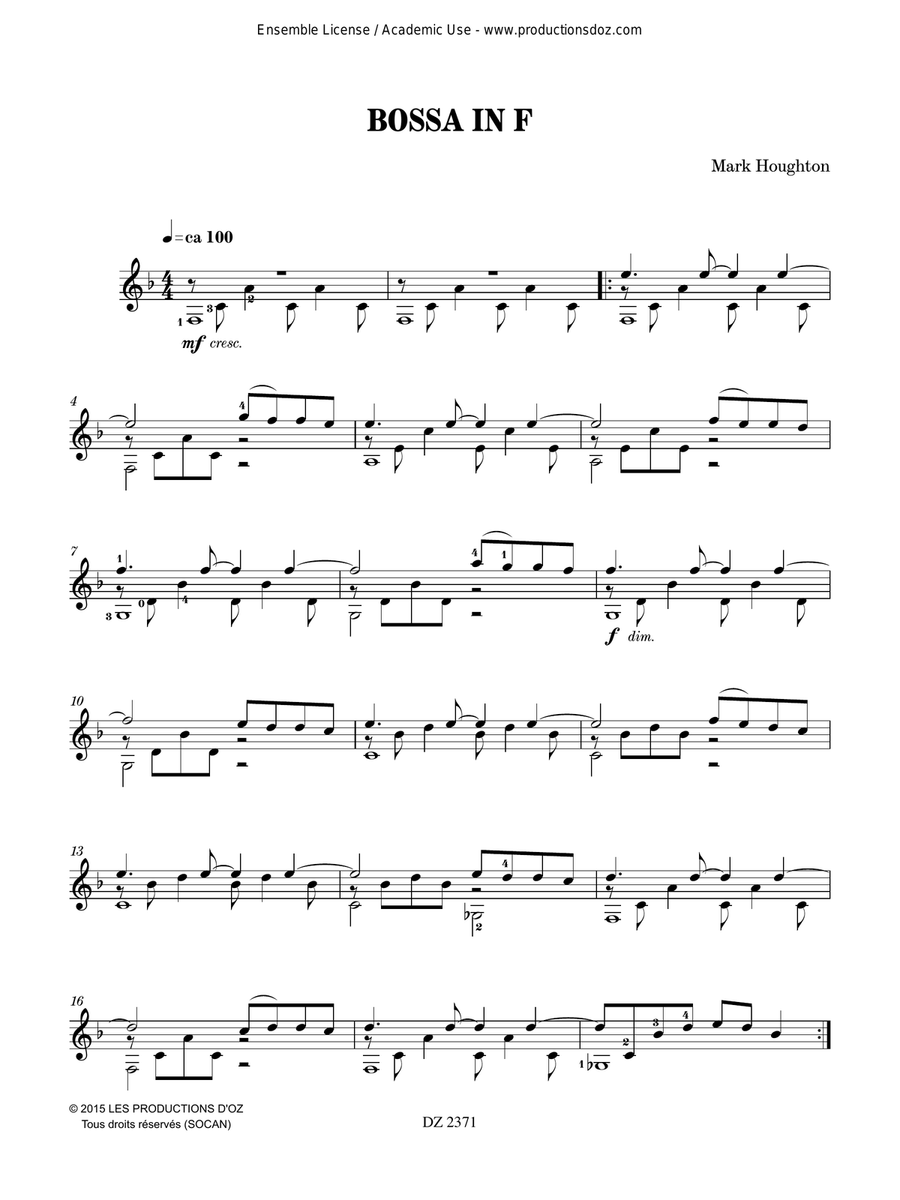 25 Sketches - Bossa in F Classical Guitar scores gallery preview page 3