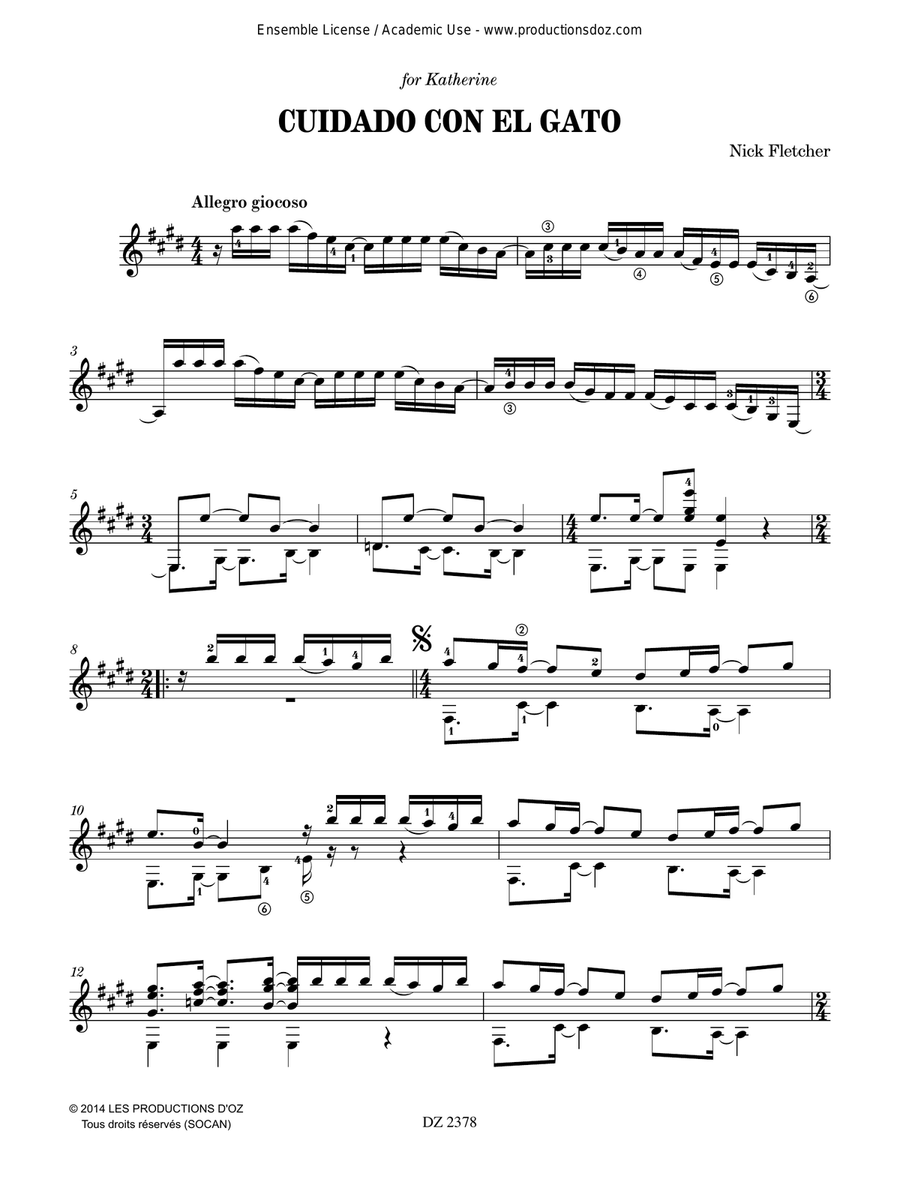 Cuidado con el gato Classical Guitar - Digital Sheet Music page 2