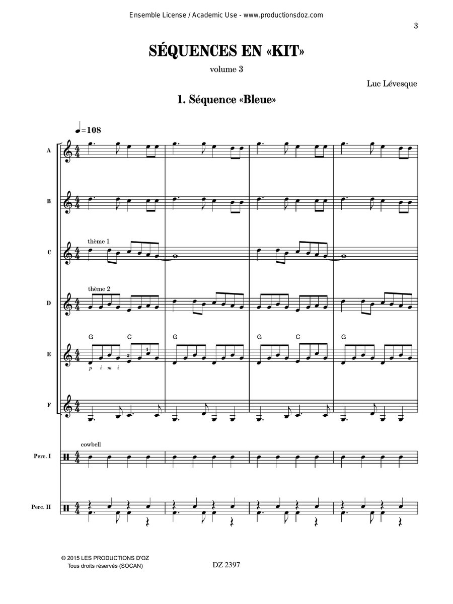 Séquences en «Kit», vol. 3 - non reproductible Score scores gallery preview page 4
