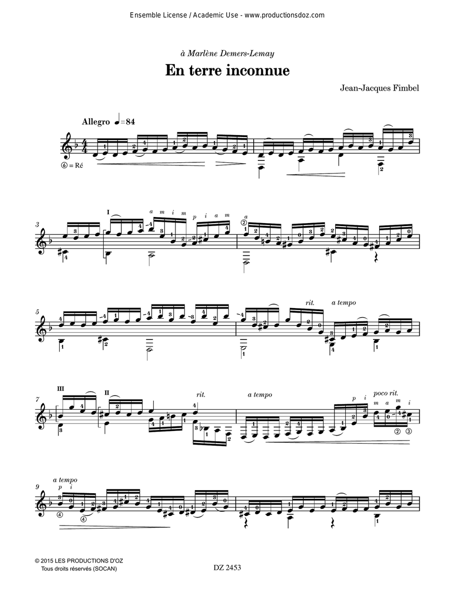 En terre inconnue En terre inconnue Classical Guitar scores gallery preview page 2