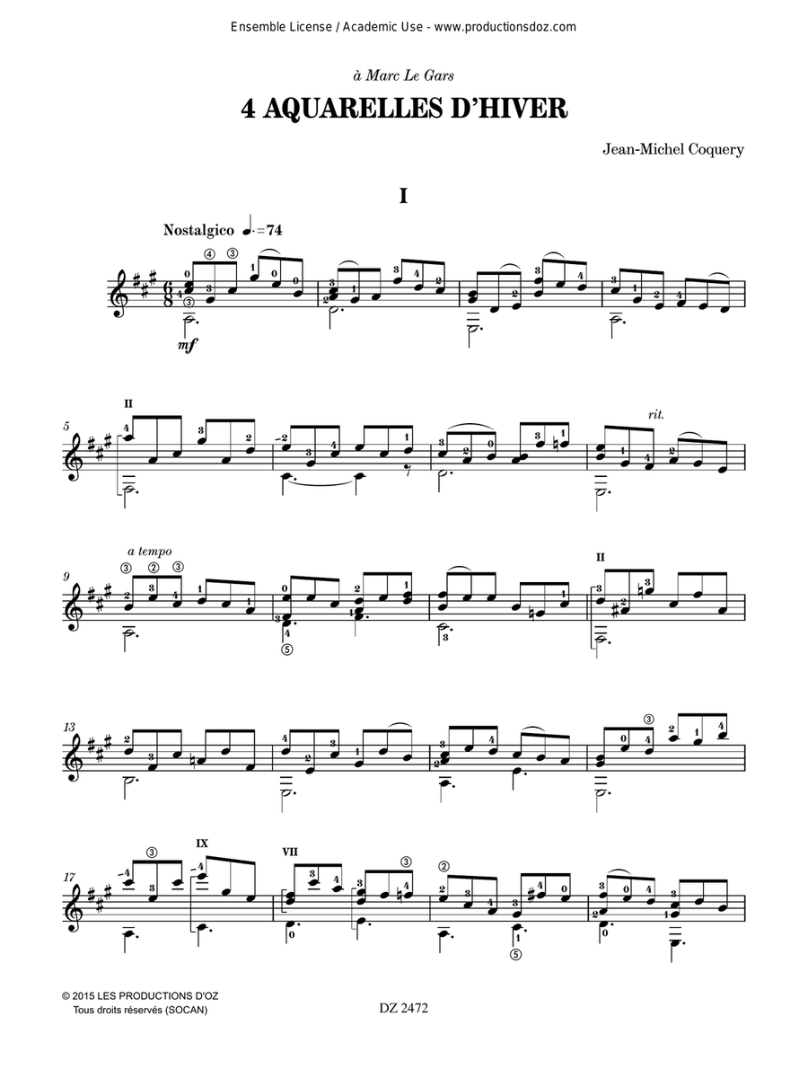 4 aquarelles d’hiver 4 aquarelles d’hiver Classical Guitar scores gallery preview page 2