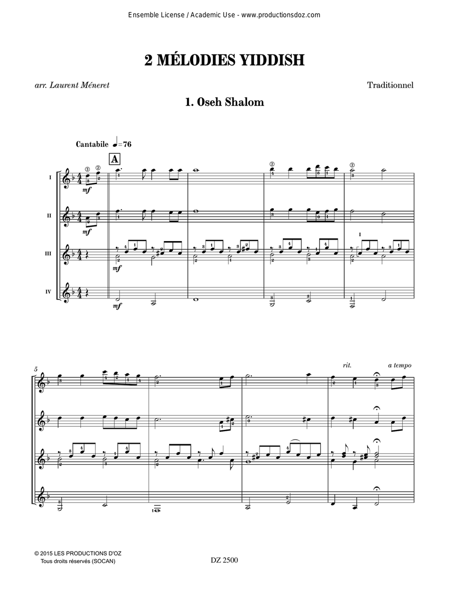 2 Mélodies Yiddish 2 Mélodies Yiddish Guitar Ensemble scores gallery preview page 2
