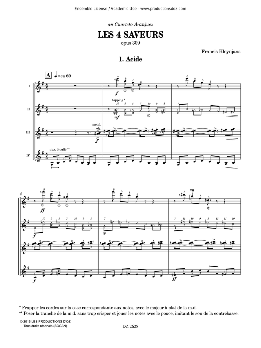Les 4 saveurs, opus 309 Les 4 saveurs, opus 309 Guitar Ensemble scores gallery preview page 3