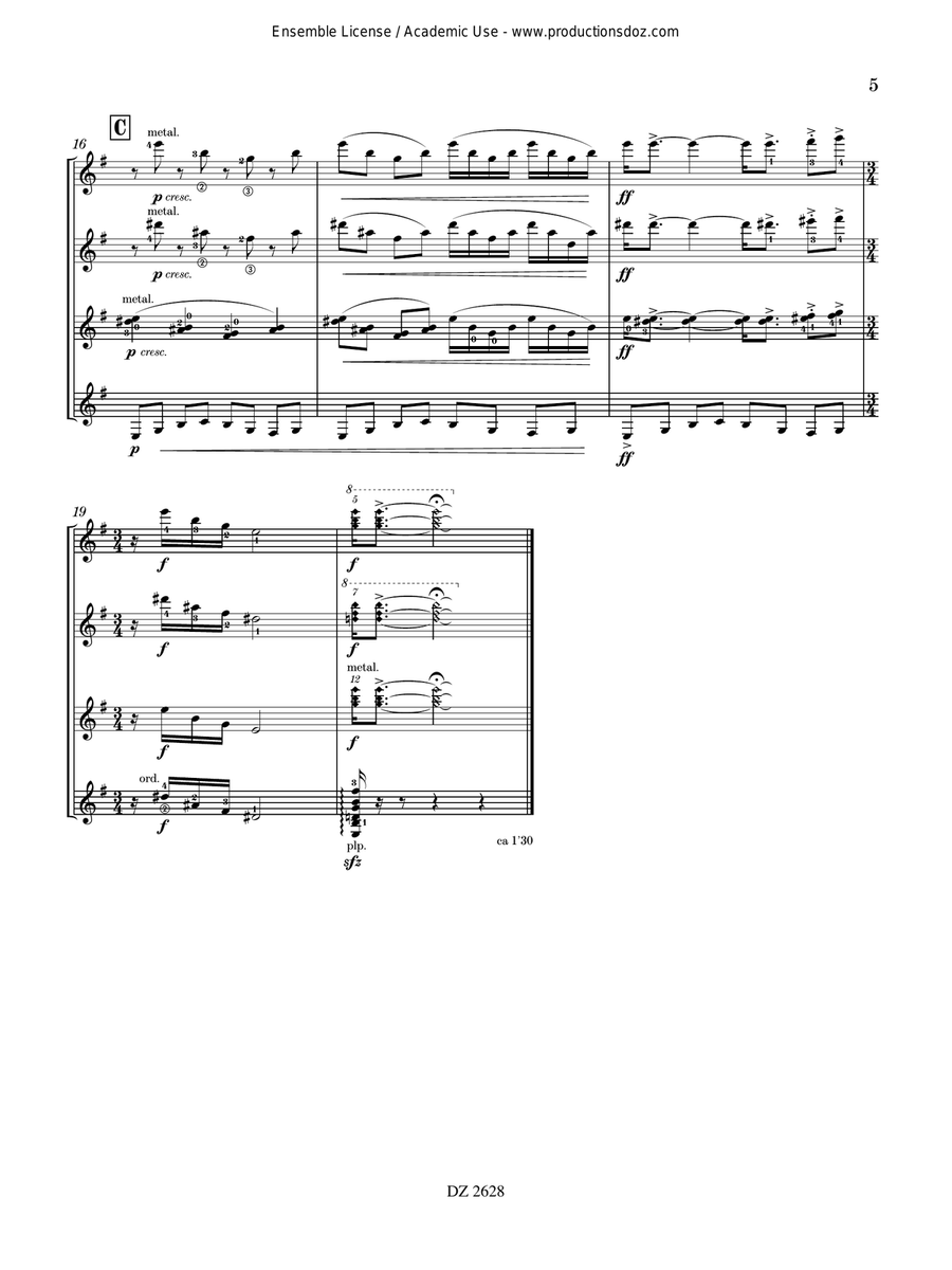 Les 4 saveurs, opus 309 Les 4 saveurs, opus 309 Guitar Ensemble scores gallery preview page 5