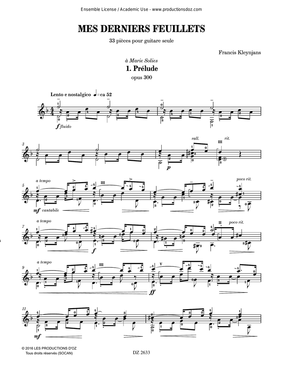 Mes derniers feuillets - 33 pièces Classical Guitar scores gallery preview page 4