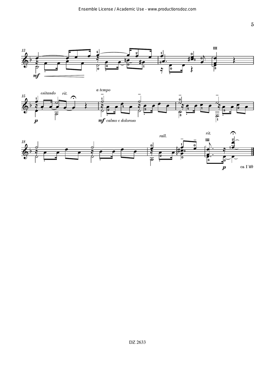 Mes derniers feuillets - 33 pièces Classical Guitar scores gallery preview page 5
