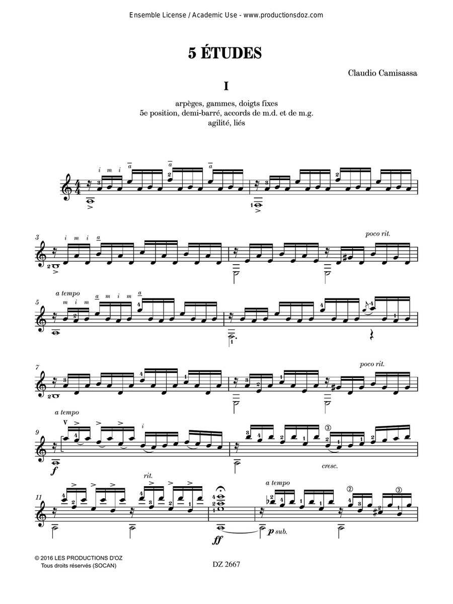 5 Études 5 Études Classical Guitar scores gallery preview page 2