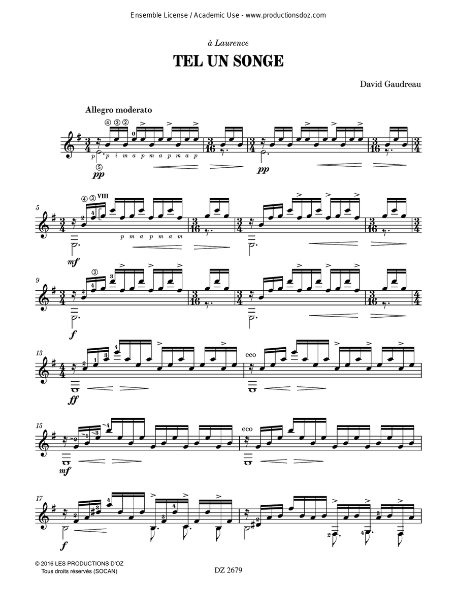 Tel un songe Tel un songe Classical Guitar scores gallery preview page 3