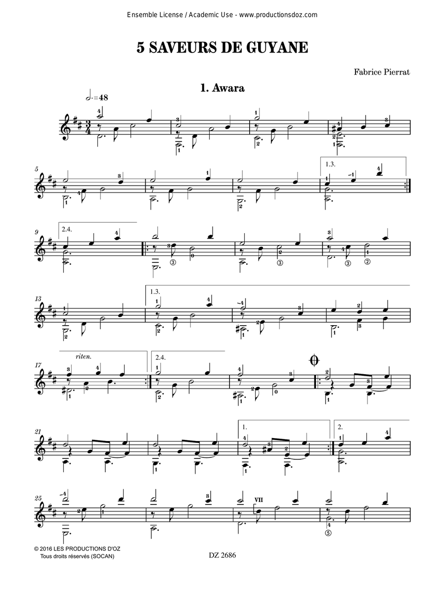 5 saveurs de Guyane 5 saveurs de Guyane Classical Guitar scores gallery preview page 4