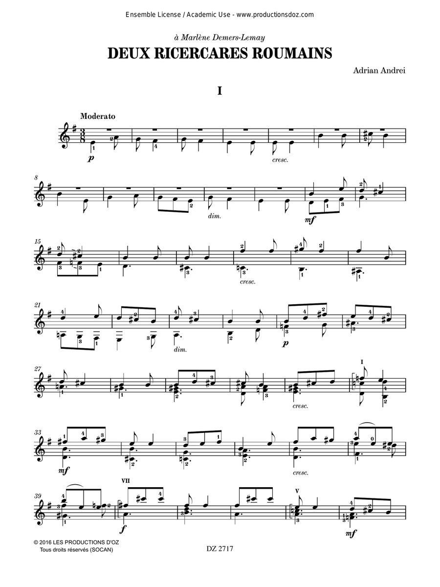 Deux ricercares roumains Deux ricercares roumains Classical Guitar scores gallery preview page 2