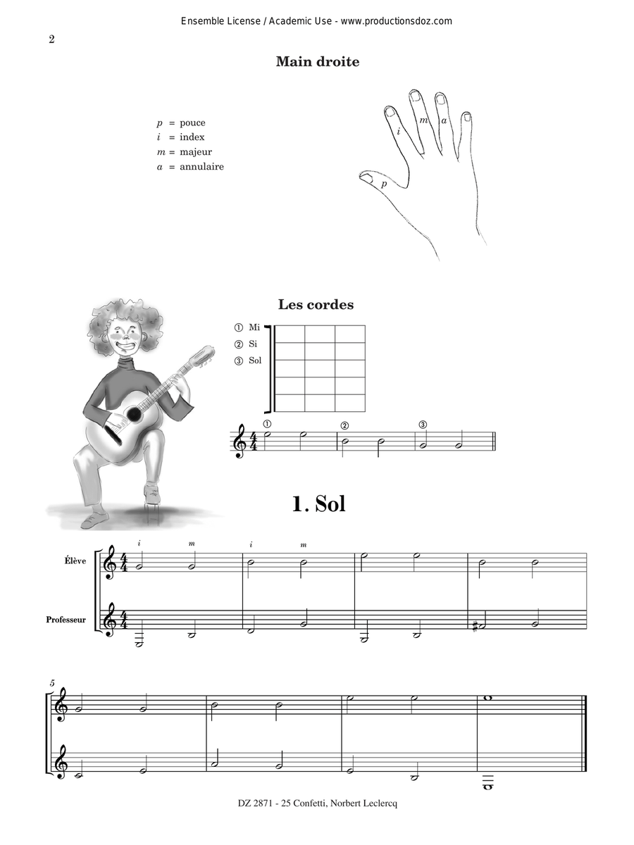 25 Confetti - méthode de guitare débutant en 5e position Classical Guitar scores gallery preview page 2