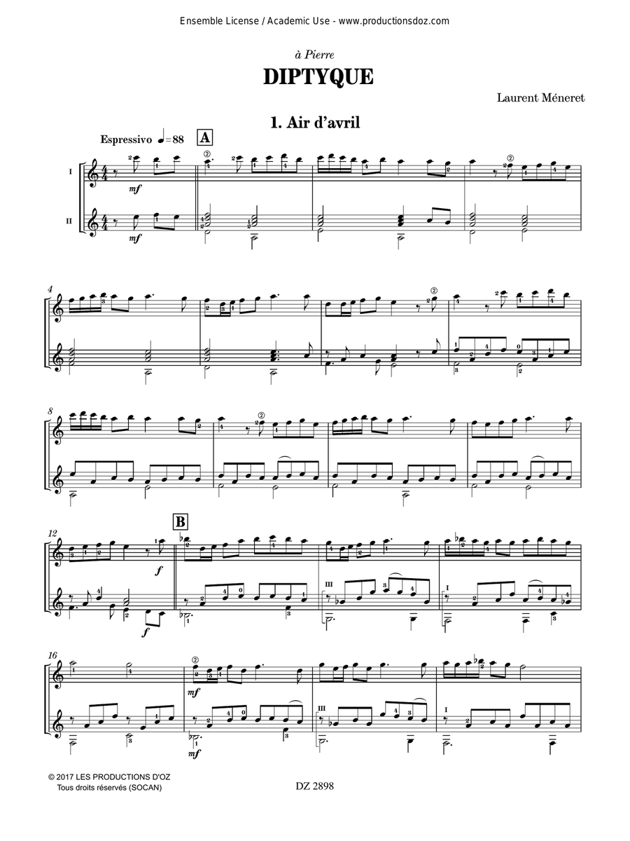 Diptyque Diptyque Classical Guitar scores gallery preview page 2