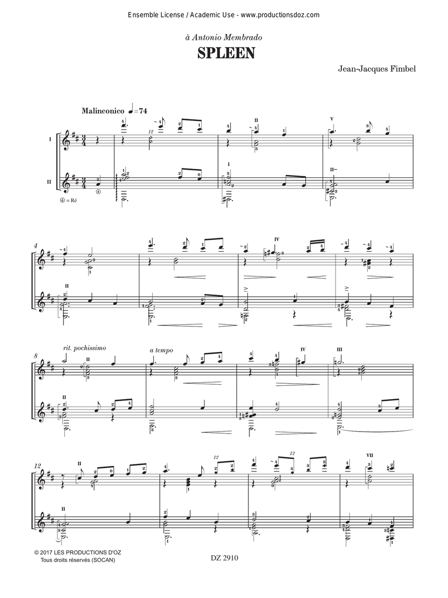 Spleen Spleen Classical Guitar scores gallery preview page 2