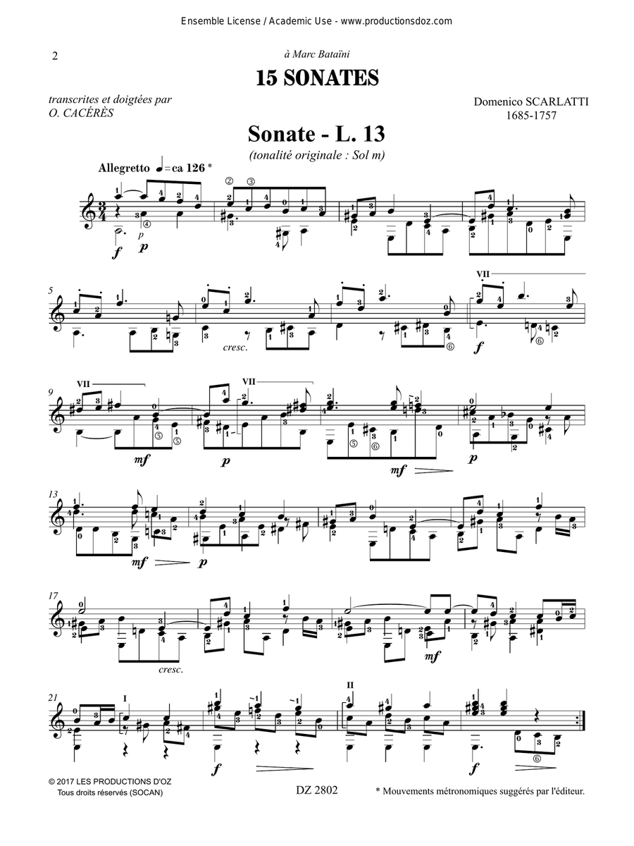 15 Sonates 15 Sonates Classical Guitar scores gallery preview page 2