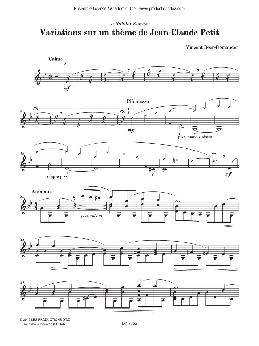 Variations sur un thème de Jean-Claude Petit Mandolin scores gallery preview page 3