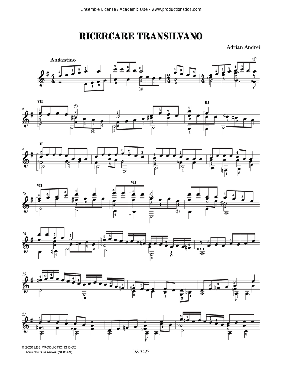 Ricercare Transilvano Ricercare Transilvano Classical Guitar scores gallery preview page 2