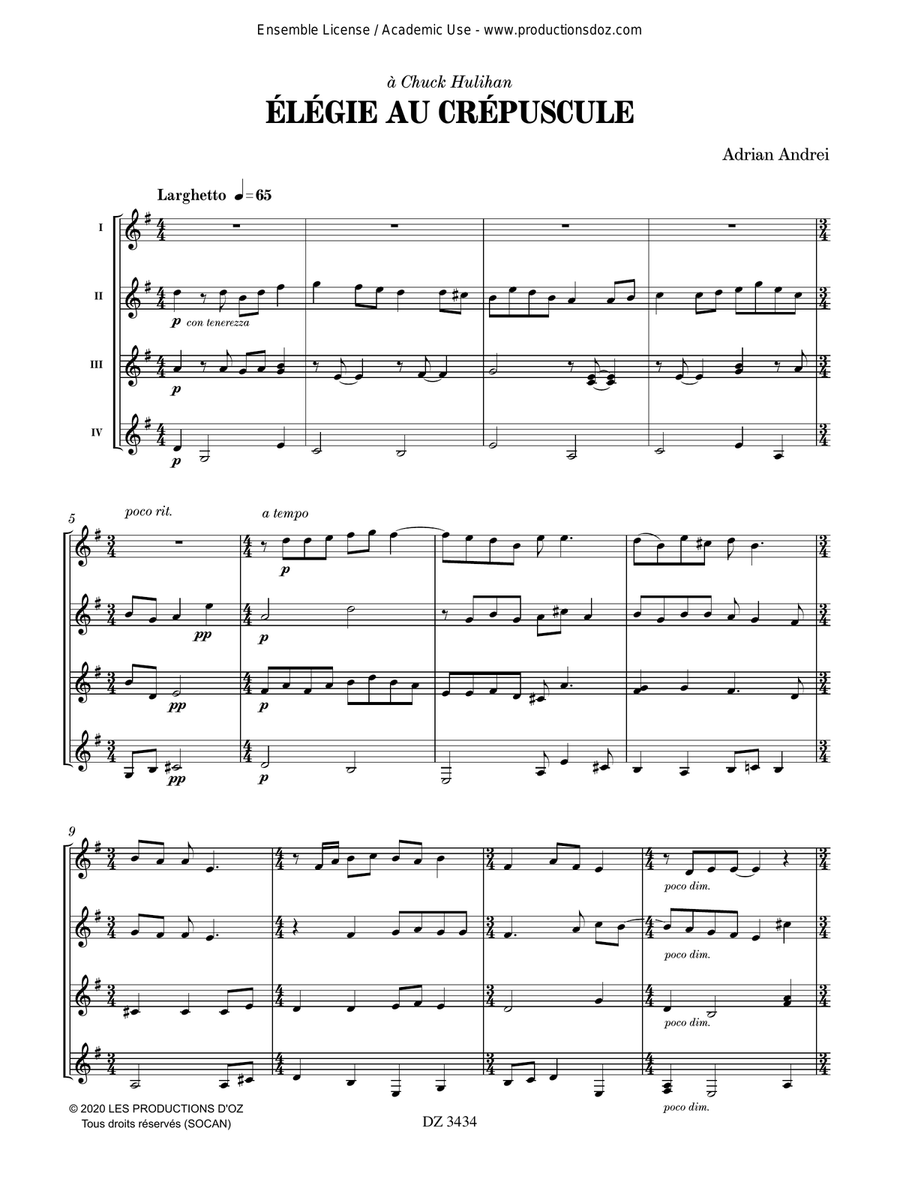 Élégie au crépuscule Élégie au crépuscule Guitar Ensemble scores gallery preview page 2